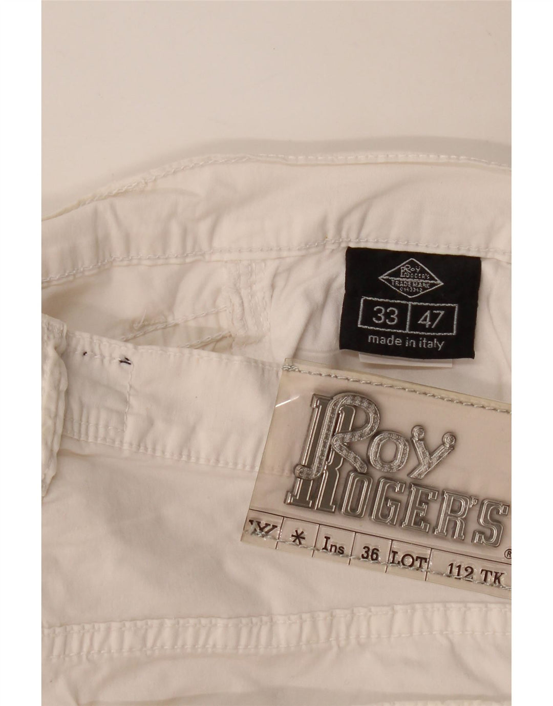 ROY ROGERS Mens Straight Casual Trousers W33 L33 White Cotton