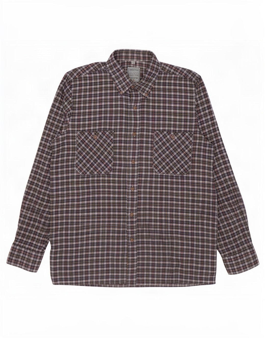 Vintage Mens Flannel Shirt Size 39/40 Medium Blue Check Cotton