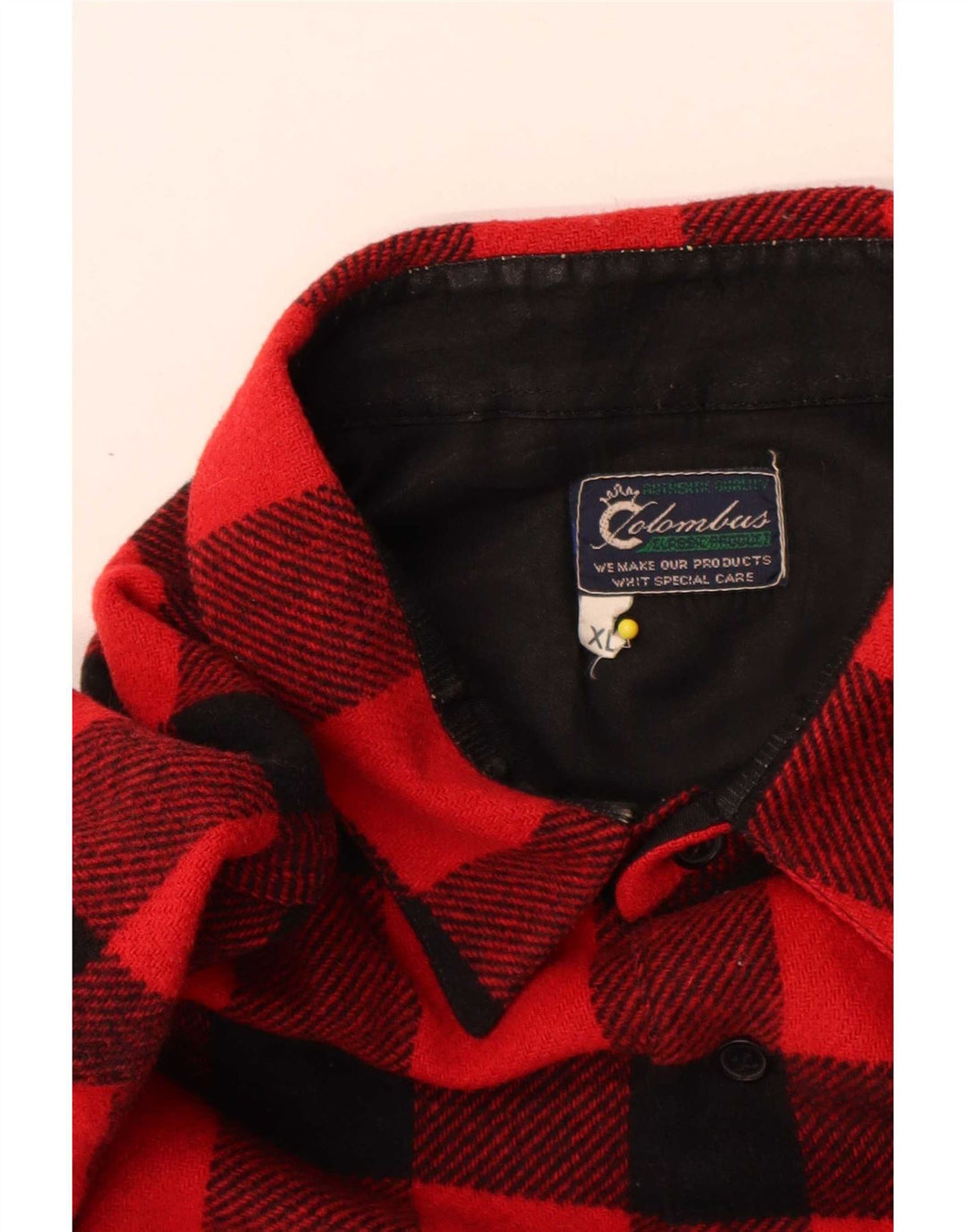 Colombus Mens Overshirt Flannel Shirt XL Red Gingham Polyester