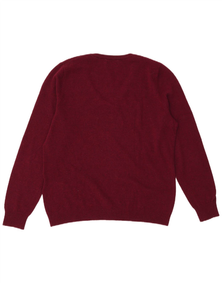 GANT Womens V-Neck Jumper Sweater UK 18 XL Maroon Wool