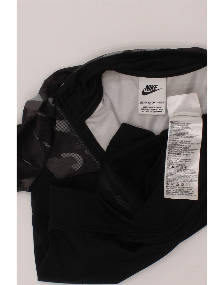 NIKE Boys Tracksuit Top Jacket 3-4 Years Black Camouflage Polyester