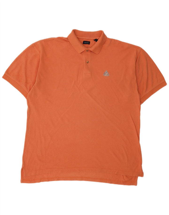 IZOD Mens Polo Shirt Large Orange Cotton