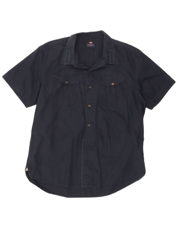 Paul Smith Mens Short Sleeve Shirt 2XL Navy Blue Cotton