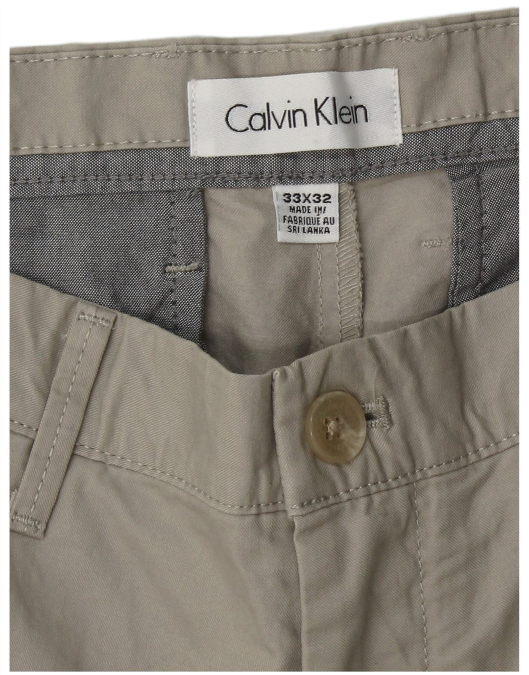 CALVIN KLEIN Mens Straight Chino Trousers W33 L32  Grey Cotton