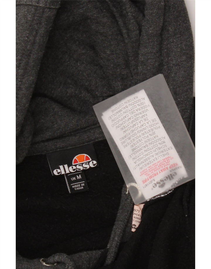 Ellesse Mens Graphic Hoodie Jumper Medium Black Colourblock Cotton
