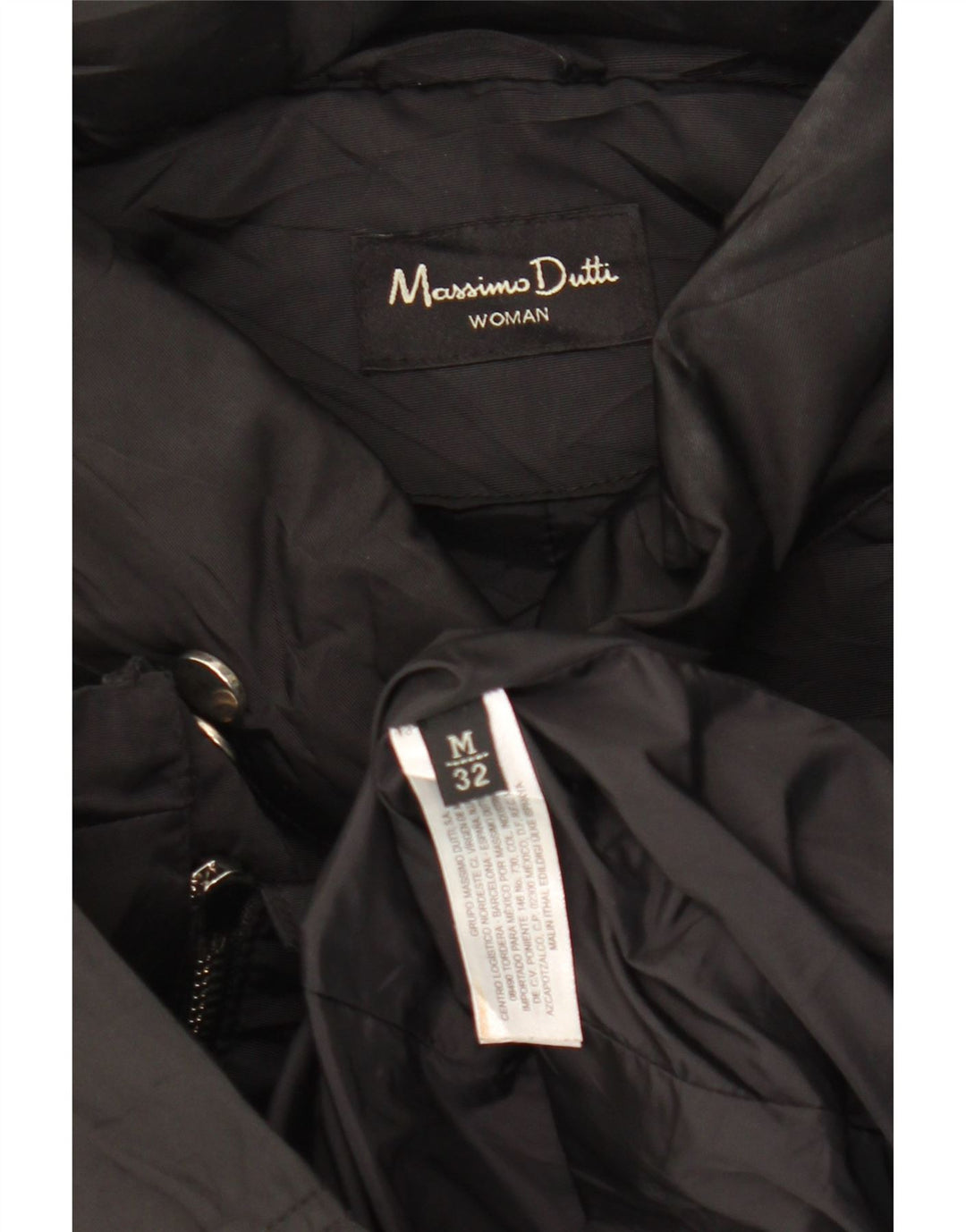 Massimo Dutti Womens Hooded Windbreaker Jacket UK 14 Medium Black Polyester