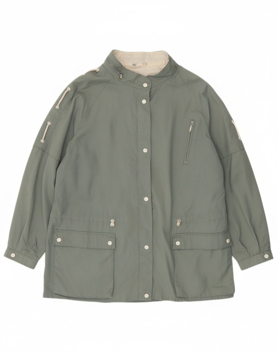 VINTAGE Womens Oversized Utility Jacket IT 44 Medium Grey Polyester Vintage Vintage and Second-Hand Vintage from Messina Hembry 