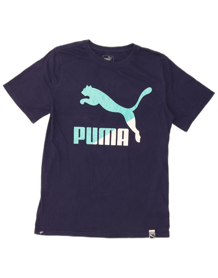 PUMA Boys Graphic T-Shirt Top 14-15 Years Large  Navy Blue Cotton