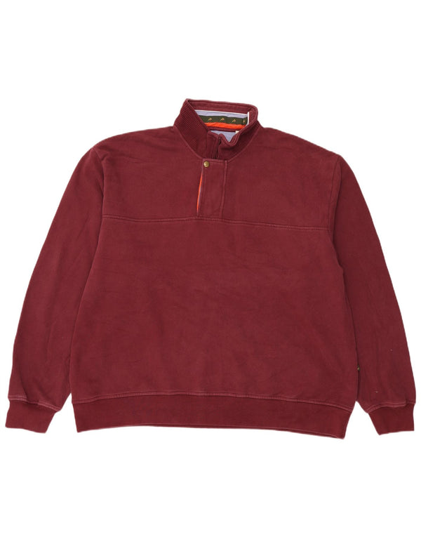 Orvis Mens Zip Neck Sweatshirt Jumper 2XL Burgundy Cotton