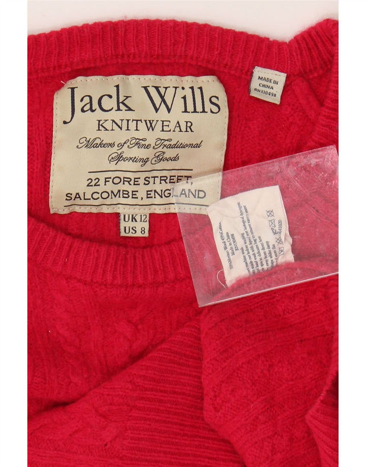 JACK WILLS Womens Crop Boat Neck Jumper Sweater UK 12 Medium Pink