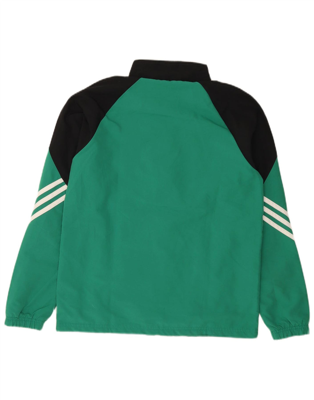 Adidas Boys Tracksuit Top Jacket 13-14 Years XL Green Colourblock Polyester
