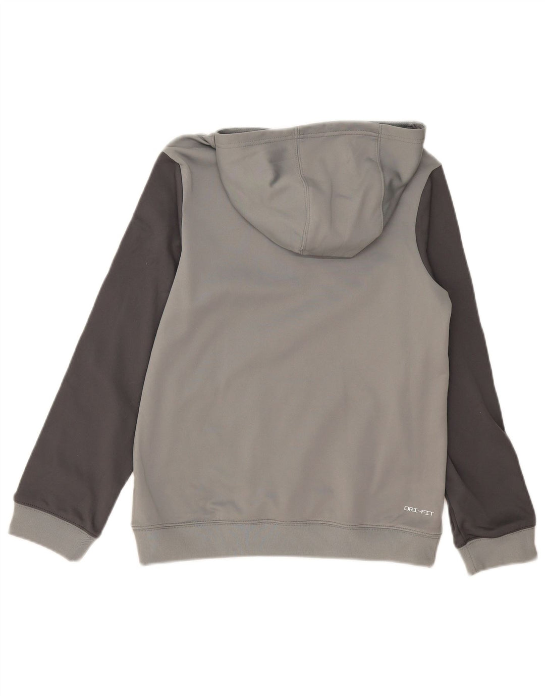 NIKE Boys Dri Fit Graphic Hoodie Jumper 13-14 Years Grey Colourblock