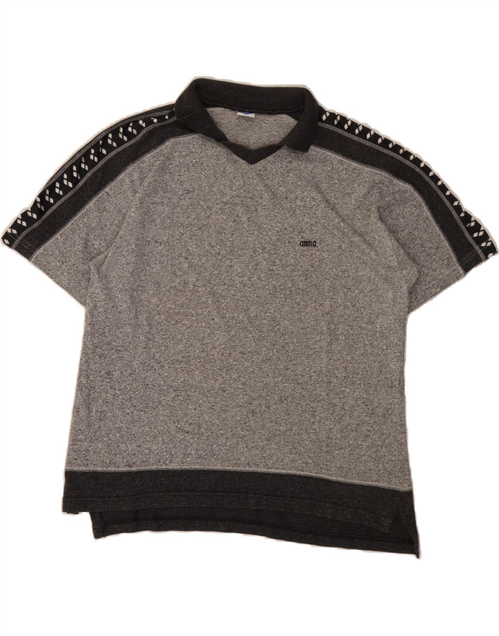 ARENA Mens Polo Shirt Medium Grey Colourblock Vintage Arena and Second-Hand Arena from Messina Hembry 