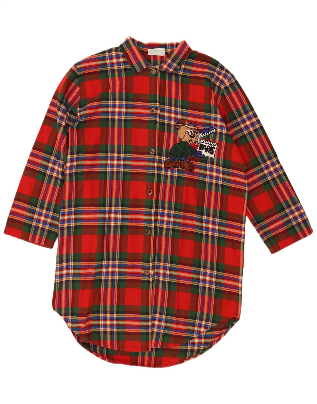 VINTAGE Womens Oversized Graphic Shirt Dress UK 14 Medium Red Check