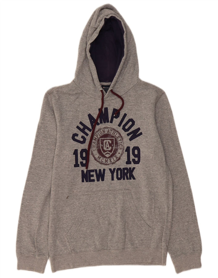 CHAMPION Mens Graphic Hoodie Jumper Medium Grey