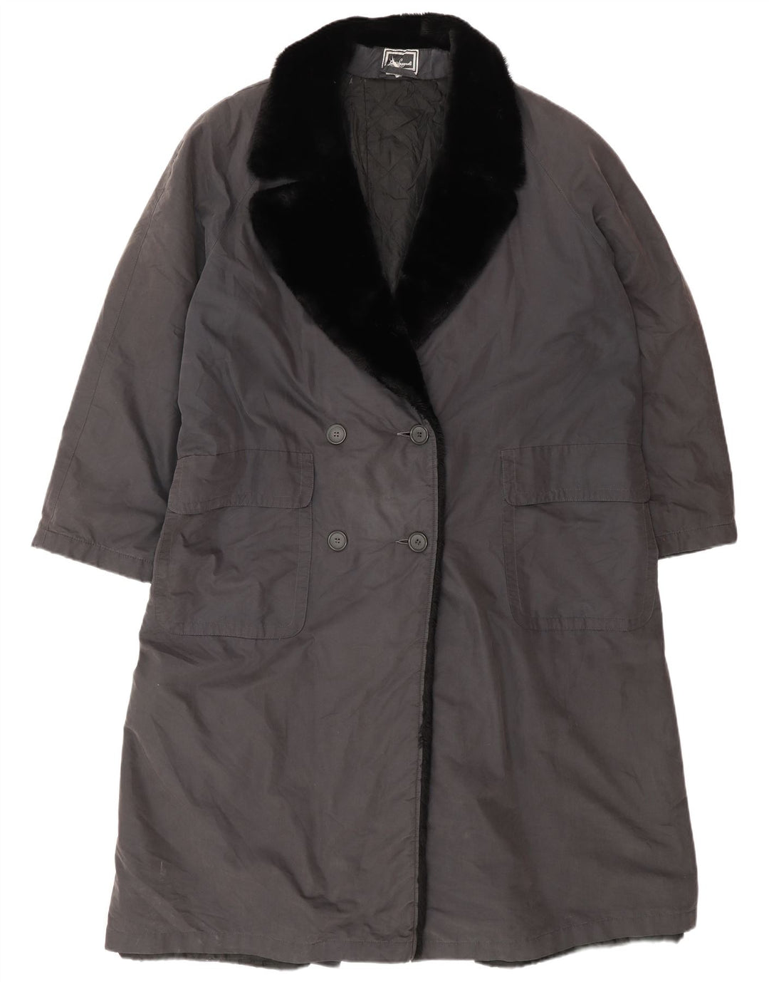 Luisa Spagnoli Womens Double Breasted Coat UK 14 Medium Grey Cotton