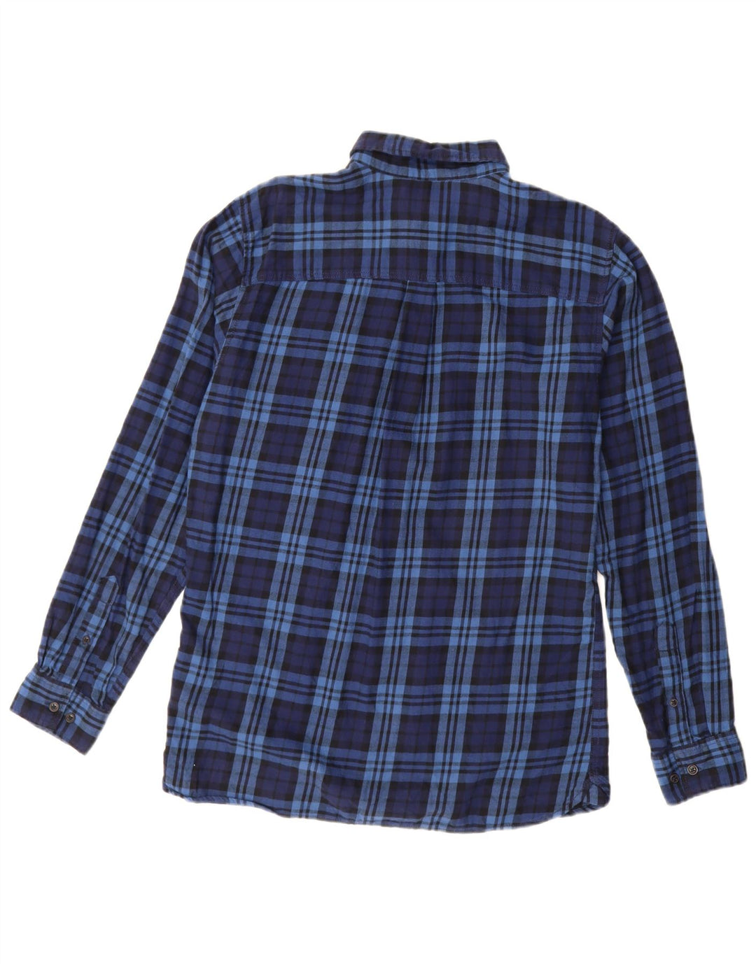 JACK & JONES Mens Flannel Shirt Medium Navy Blue Check Cotton