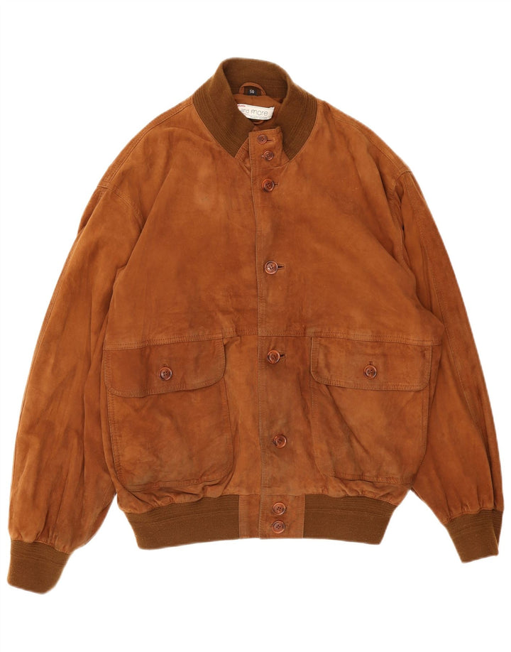 Bata and More Mens Suede Bomber Jacket IT 50 Large Brown Leather