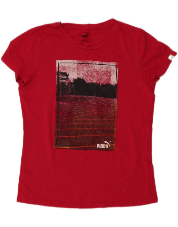 Puma Womens Graphic T-Shirt Top UK 12 Medium  Red