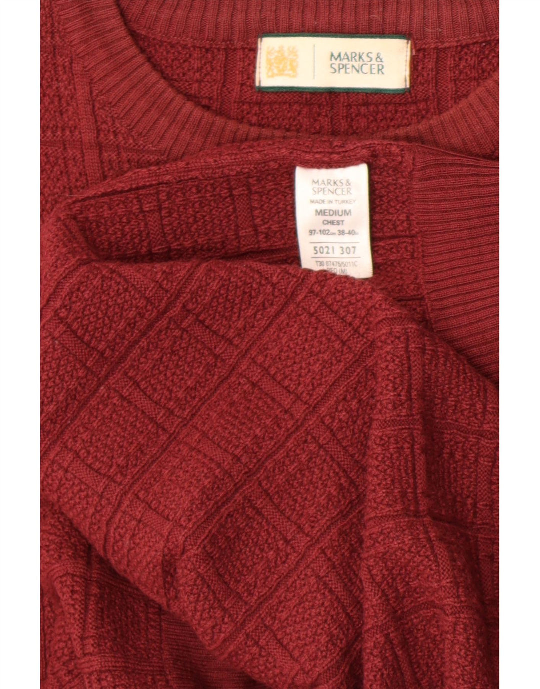 Marks & Spencer Mens Crew Neck Jumper Sweater Medium Red Acrylic