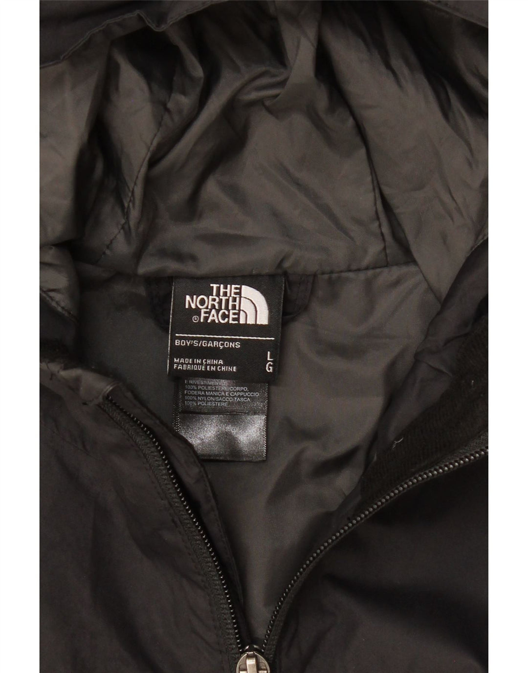 THE NORTH FACE Boys Hooded Rain Jacket 11-12 Years Large Black Polyester