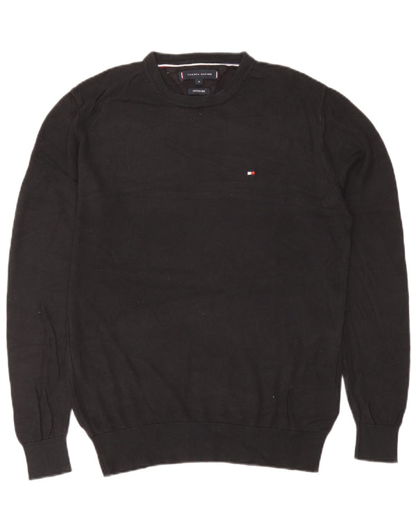 Tommy Hilfiger Mens Crew Neck Jumper Sweater Medium Black Cotton