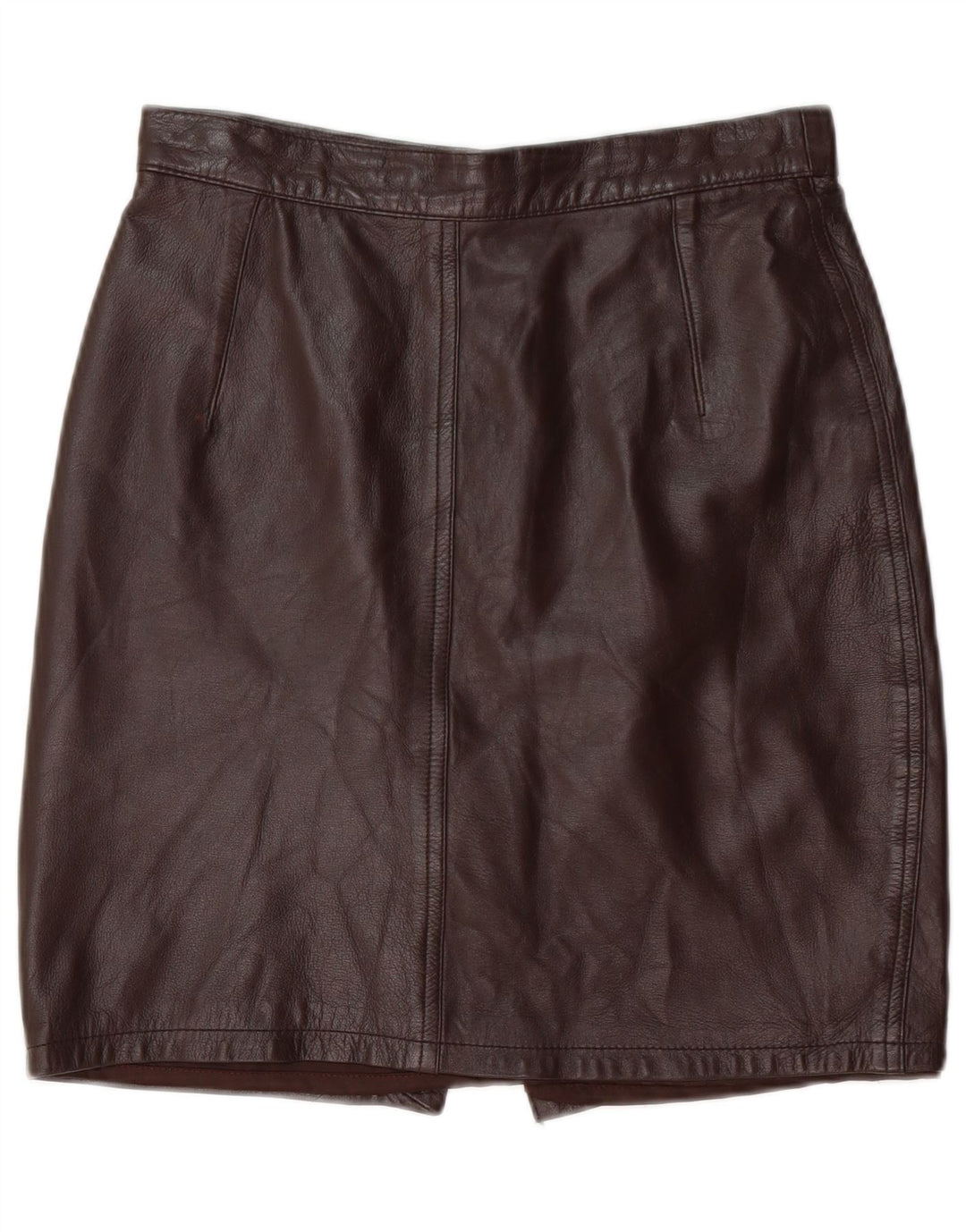 VINTAGE Womens Leather Skirt IT 44 Medium W28  Brown Leather