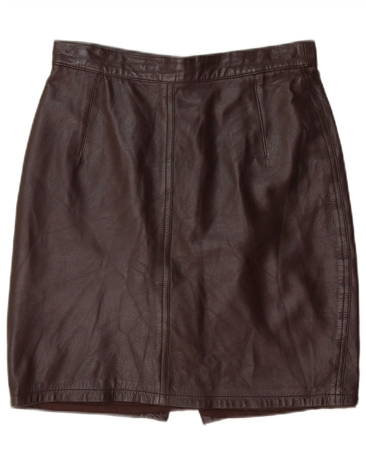 VINTAGE Womens Leather Skirt IT 44 Medium W28  Brown Leather