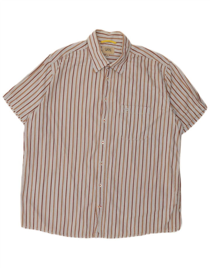 Camel Active Mens Short Sleeve Shirt XL Blue Striped Cotton