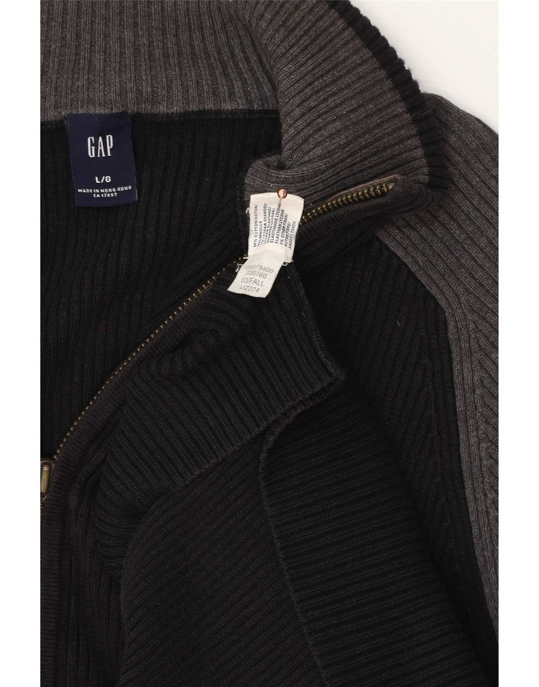 Gap Mens Cardigan Sweater Large Black Colourblock Cotton