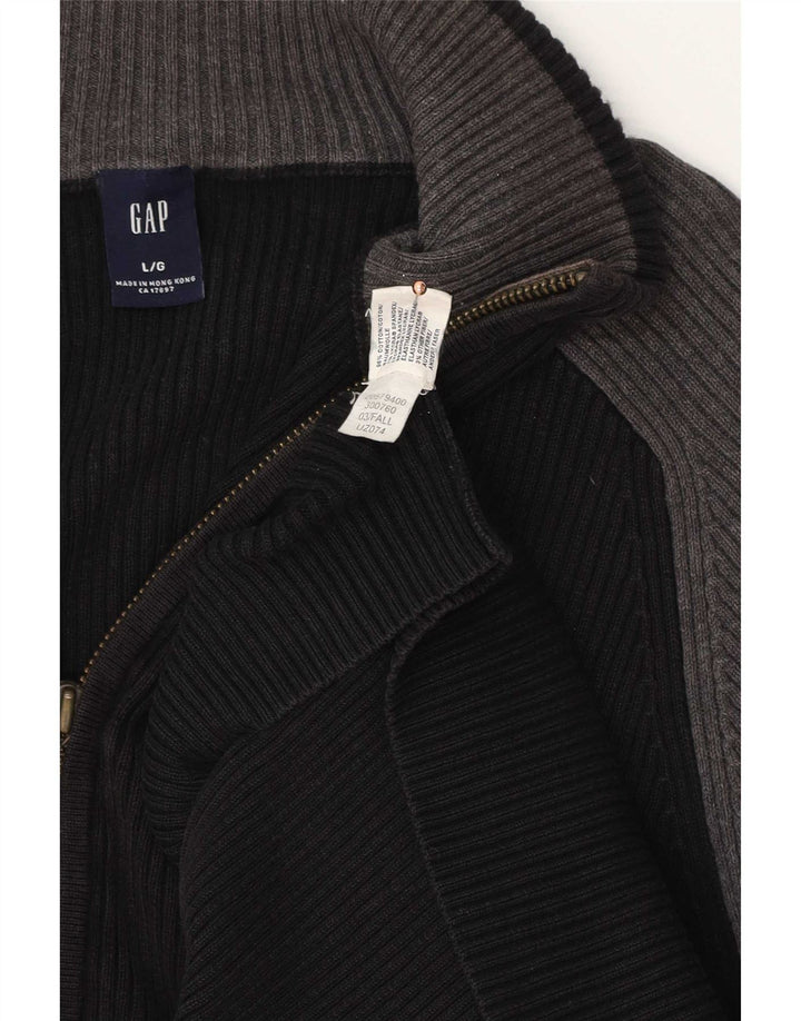 Gap Mens Cardigan Sweater Large Black Colourblock Cotton