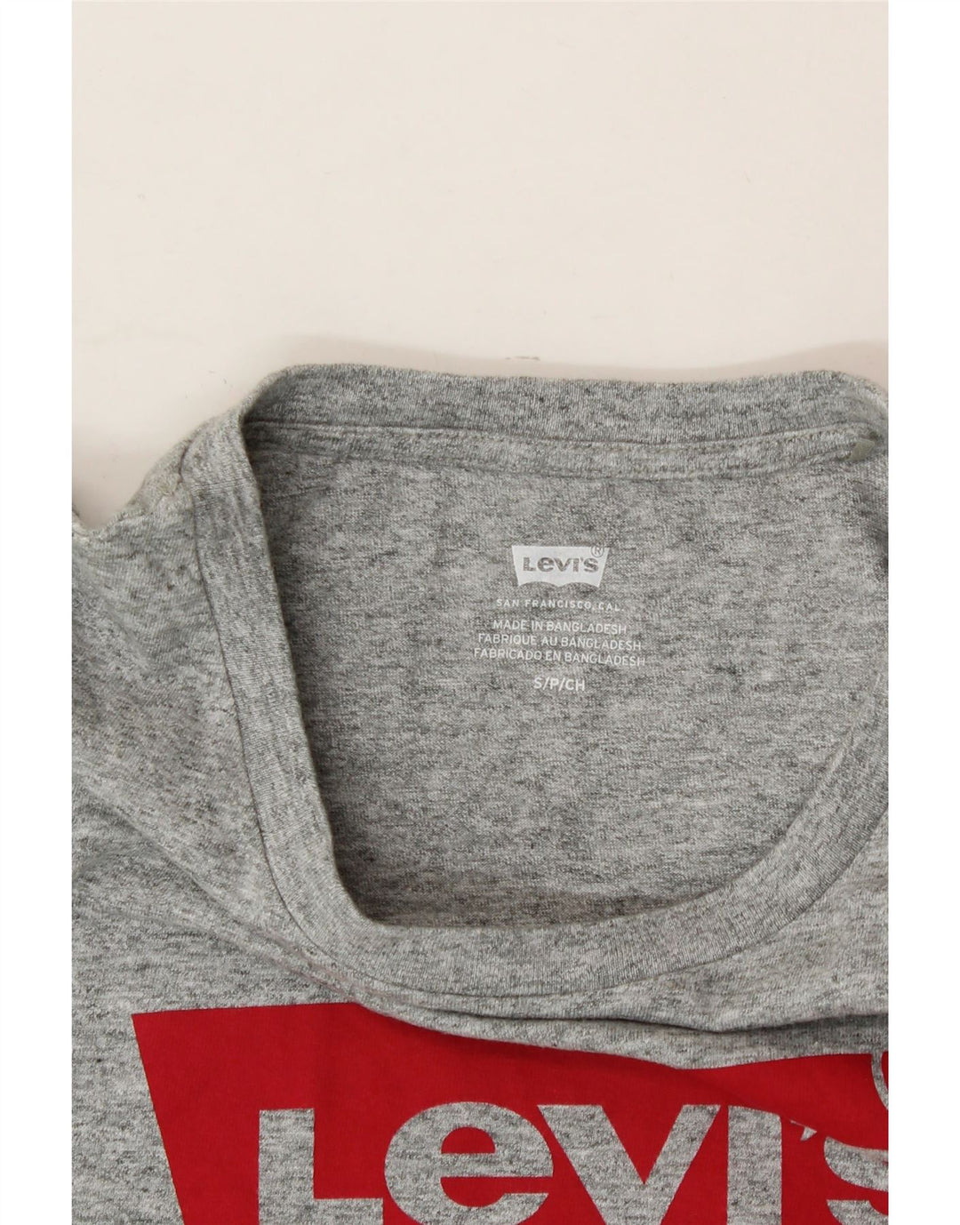 LEVI'S Mens Graphic T-Shirt Top Small Grey Flecked Cotton Vintage Levi's and Second-Hand Levi's from Messina Hembry 