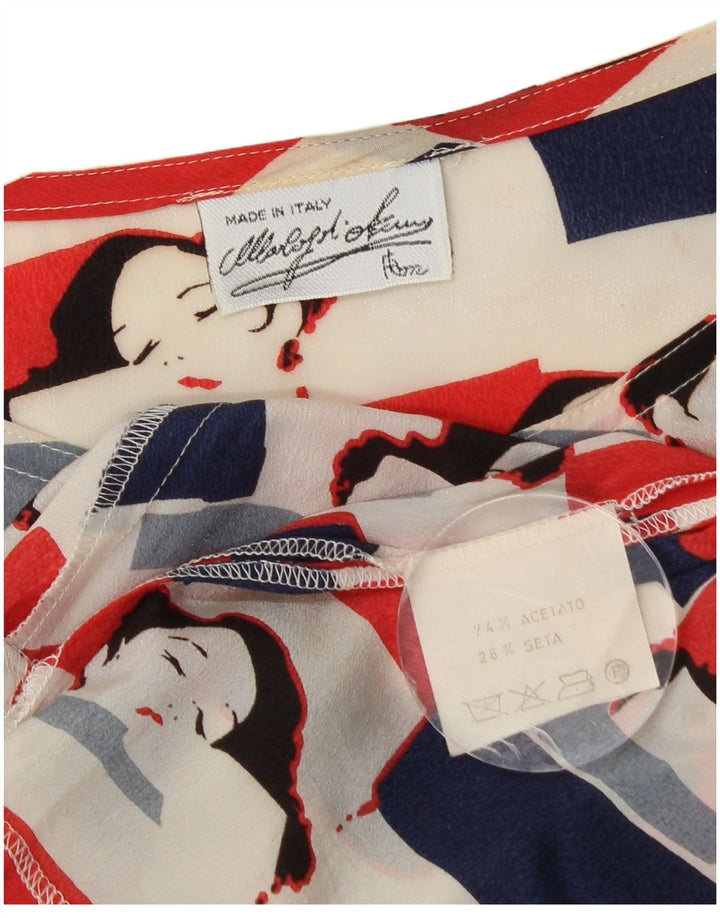 VINTAGE Womens Graphic Blouse Top UK 18 XL Multicoloured Acetate