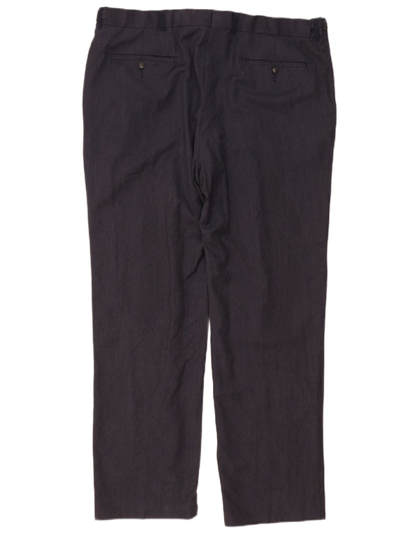 Marks & Spencer Mens Regular Fit Suit Trousers W42 L33 Navy Blue Wool