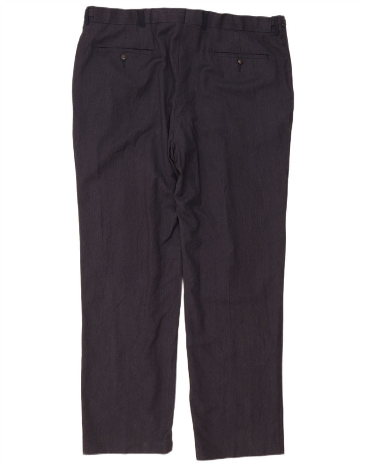 Marks & Spencer Mens Regular Fit Suit Trousers W42 L33 Navy Blue Wool