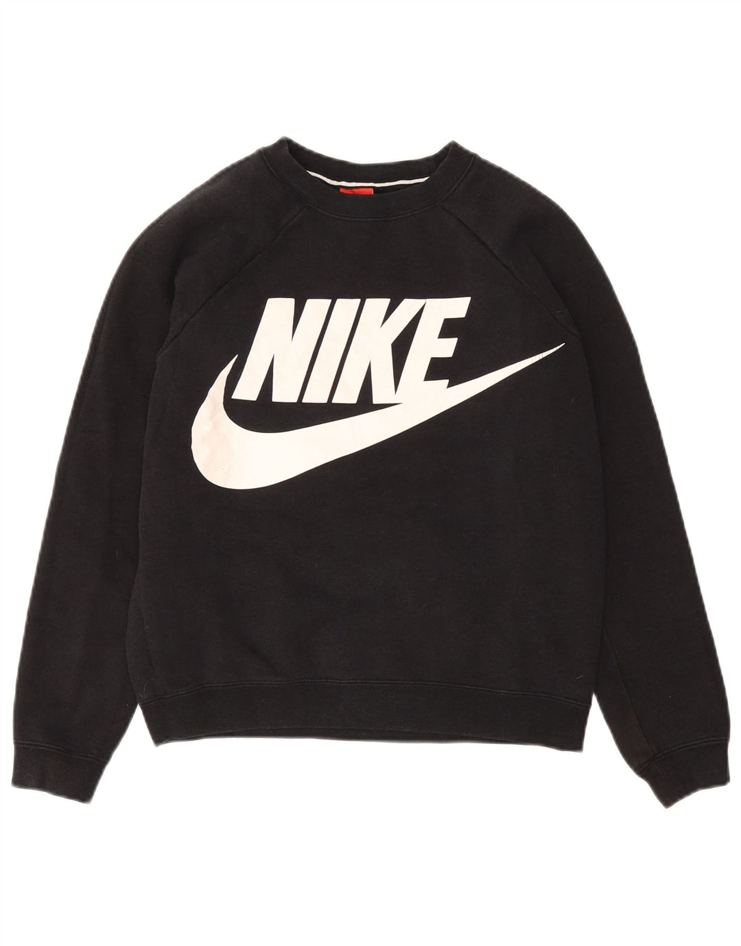 NIKE Womens Crop Oversized Graphic Sweatshirt Jumper UK 10 Small Black
