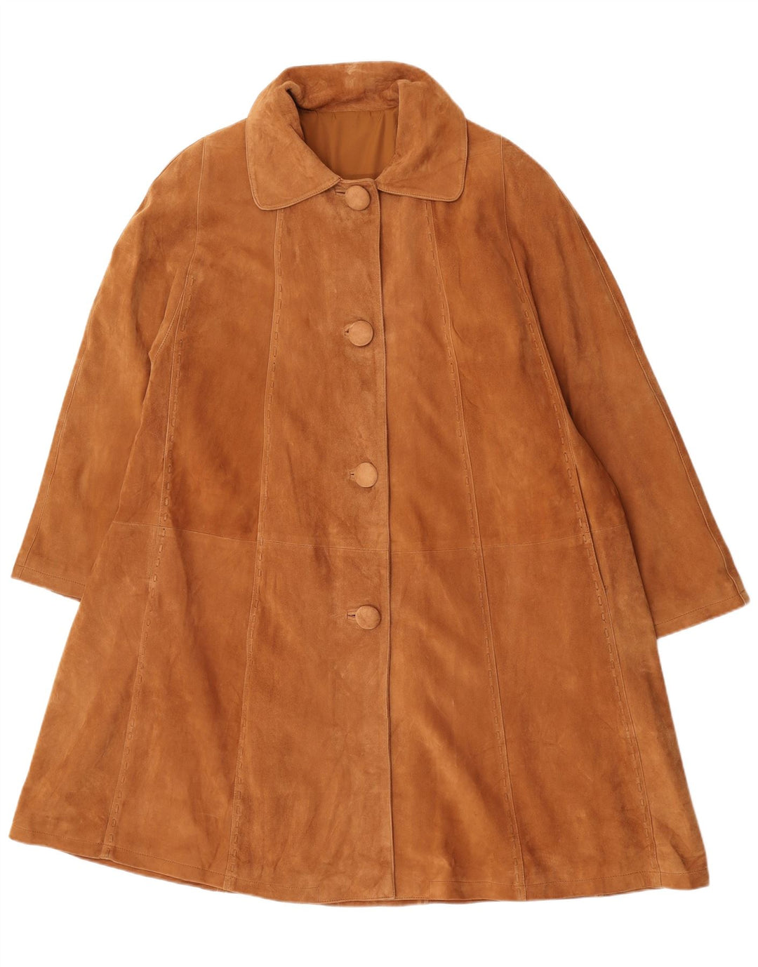 Vintage Womens Suede Oversized Overcoat IT 46 Large Brown