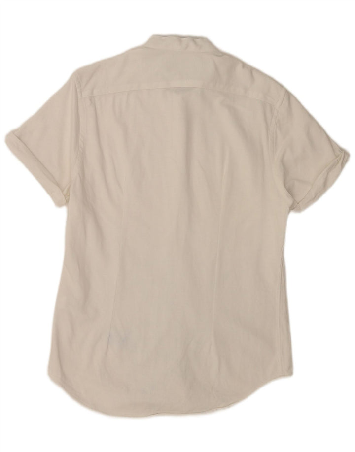 Zara Mens Short Sleeve Slim Fit Shirt Medium White Cotton