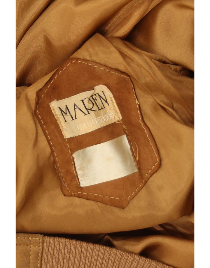 Maren Mens Suede Bomber Jacket UK 40 Large Beige Suede