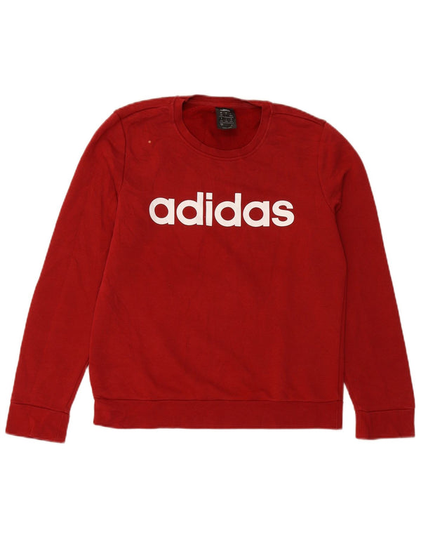 ADIDAS Womens Graphic Sweatshirt Jumper UK 8/10 Small Burgundy Cotton