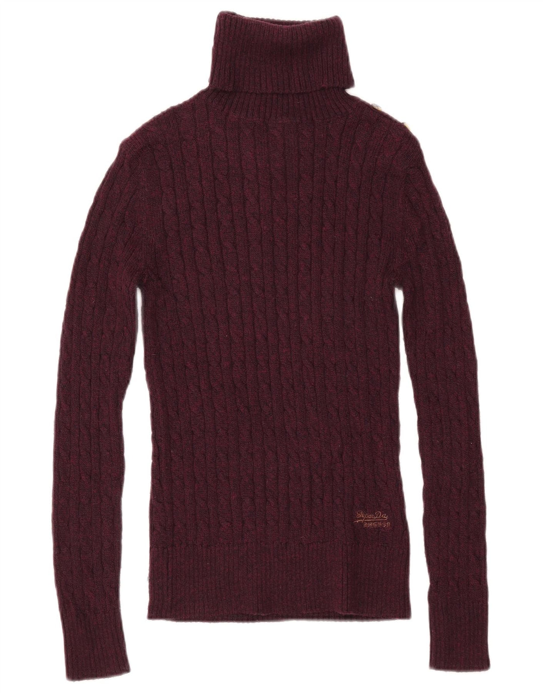SUPERDRY Womens Roll Neck Jumper Sweater UK 10 Small Burgundy Cotton