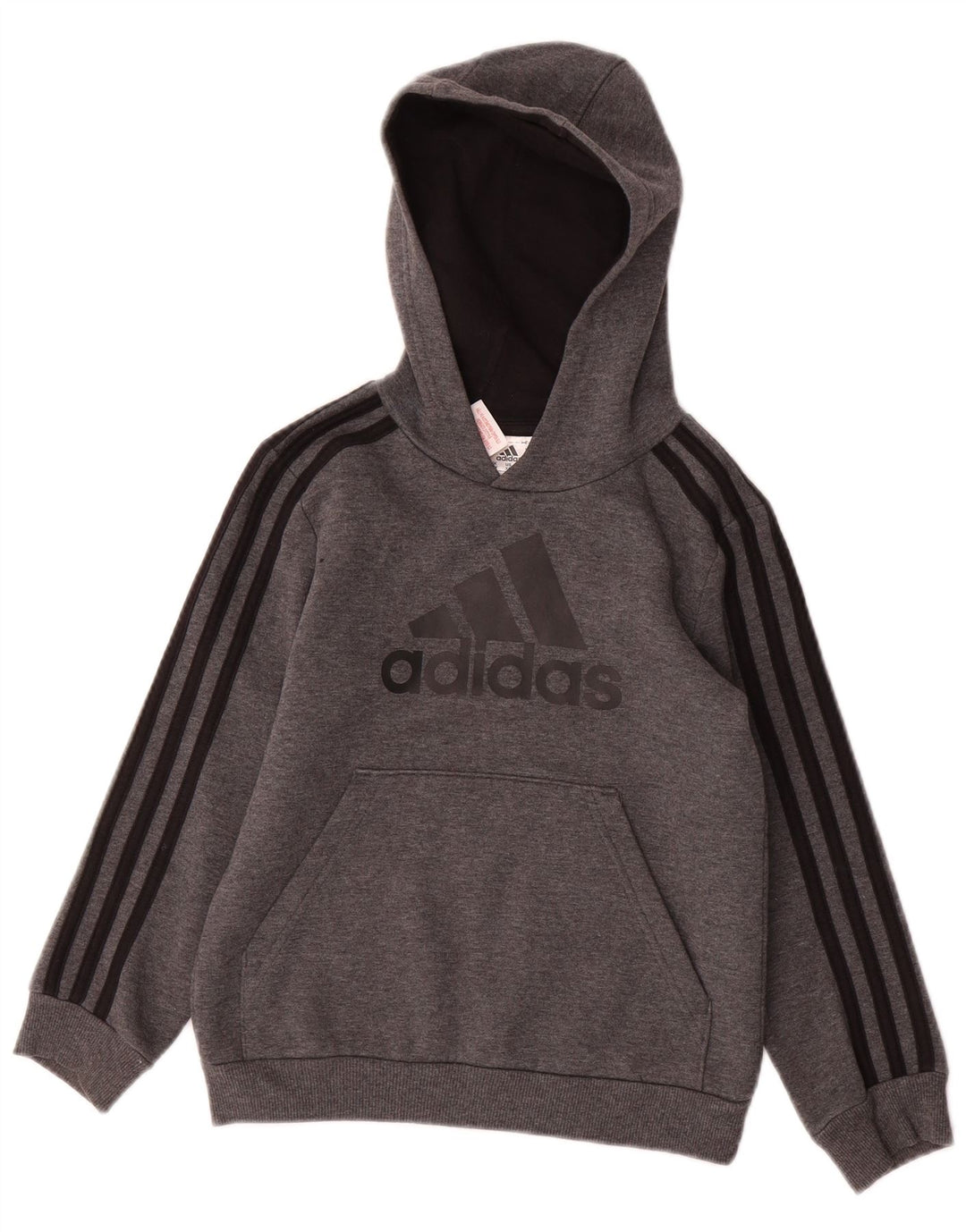 ADIDAS Boys Graphic Hoodie Jumper 7-8 Years Grey Polyester