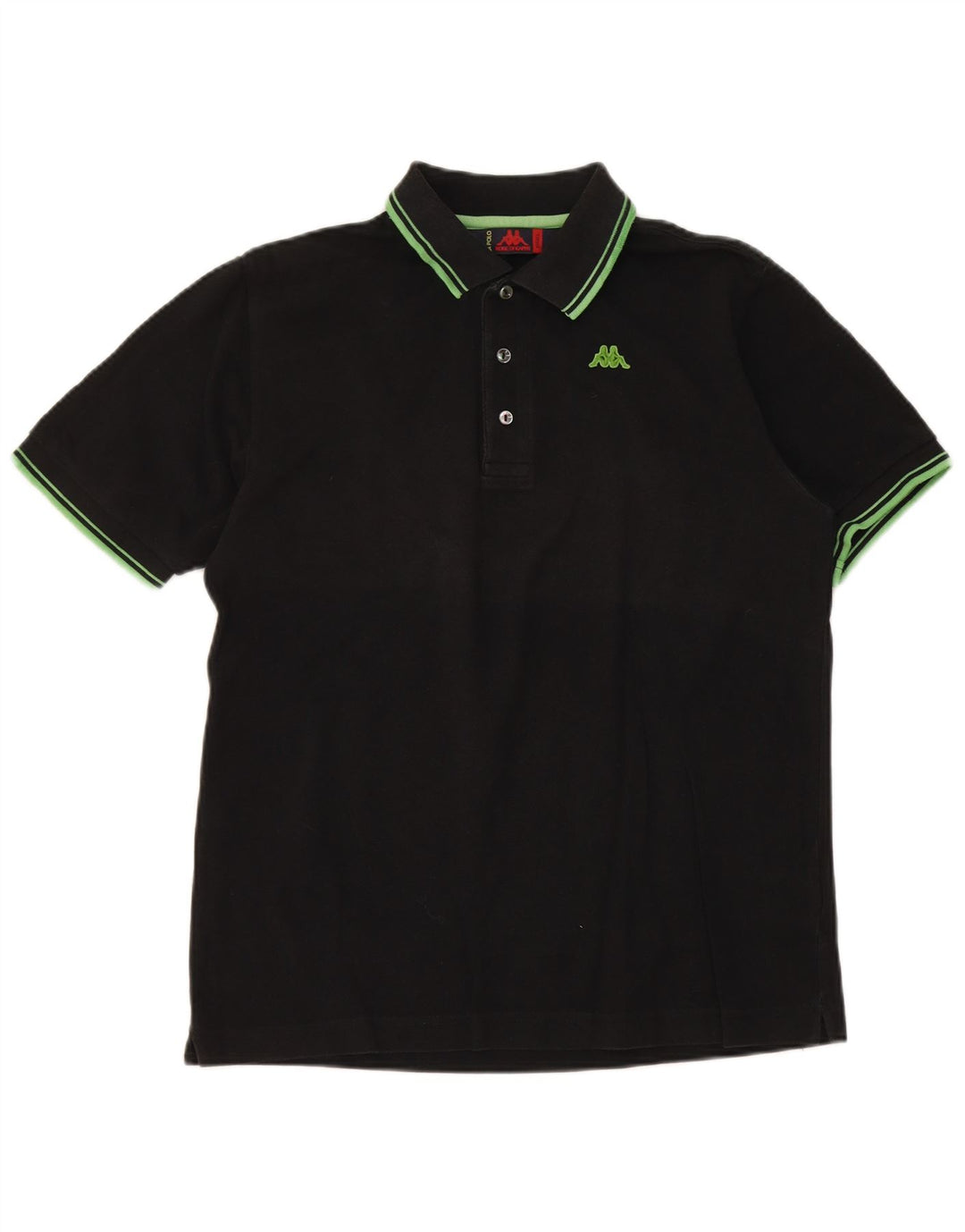 Kappa Mens Polo Shirt Small Black Striped Cotton