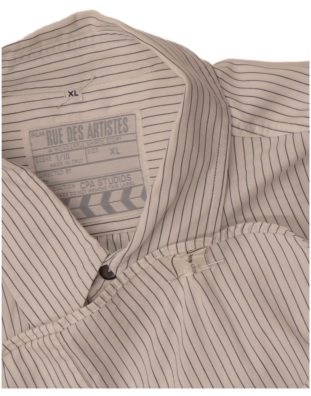 VINTAGE Mens Shirt XL White Pinstripe Cotton