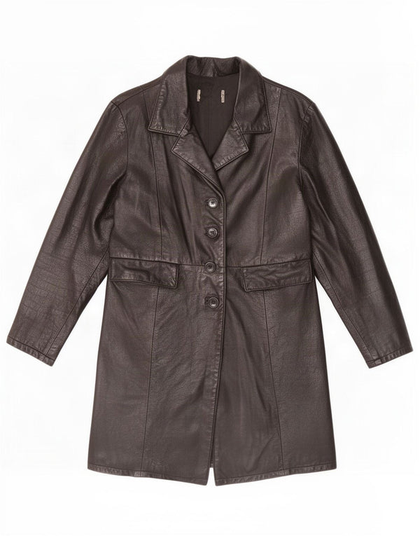 Vintage Womens Leather Coat UK 14 Medium Black