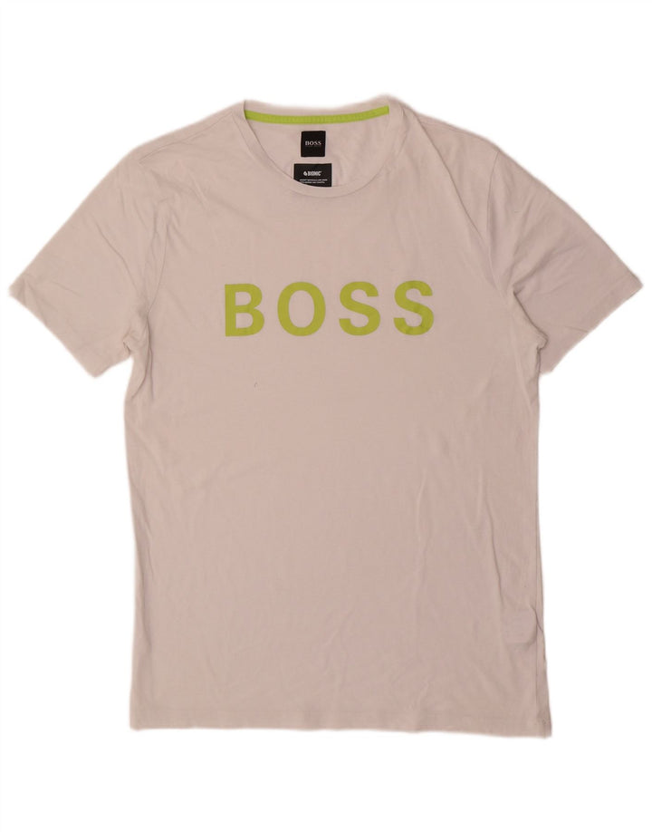 Hugo Boss Mens Graphic T-Shirt Top Medium White Cotton