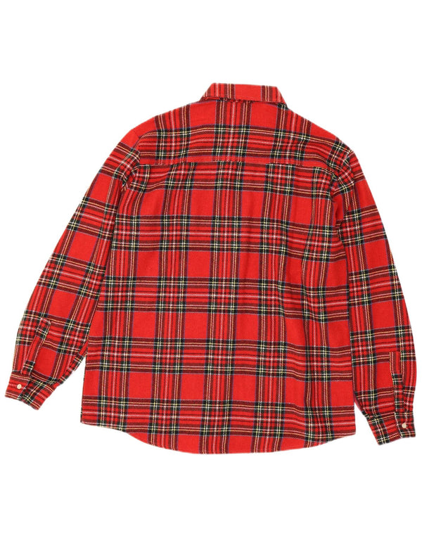 VINTAGE Mens Flannel Shirt Large Red Check