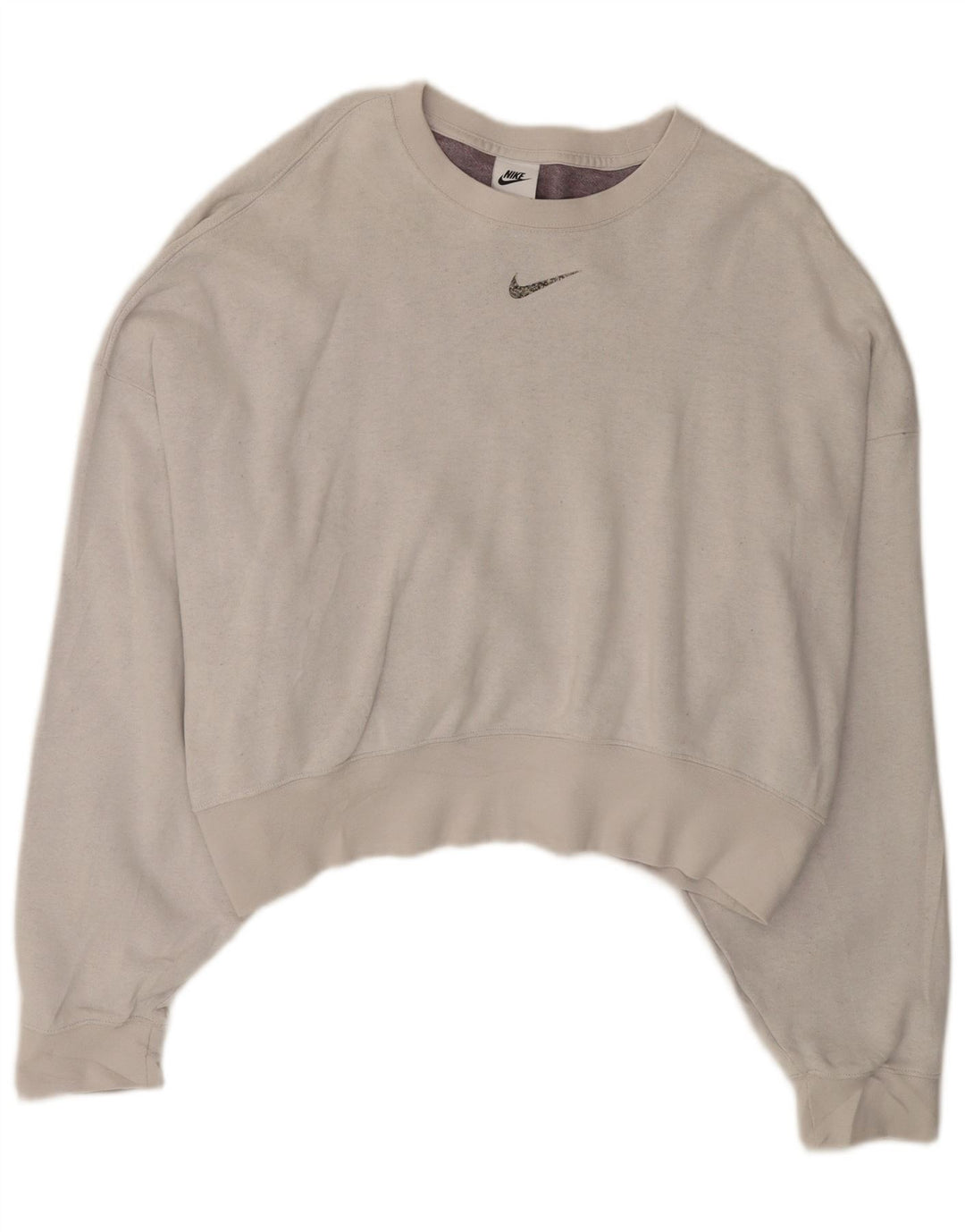 NIKE Womens Crop Oversized Sweatshirt Jumper UK 14 Medium Grey Cotton