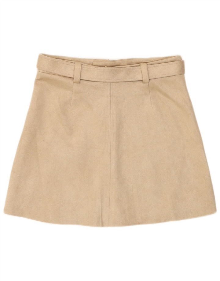 Zara Womens Mini Skirt Medium W28 Beige Polyester