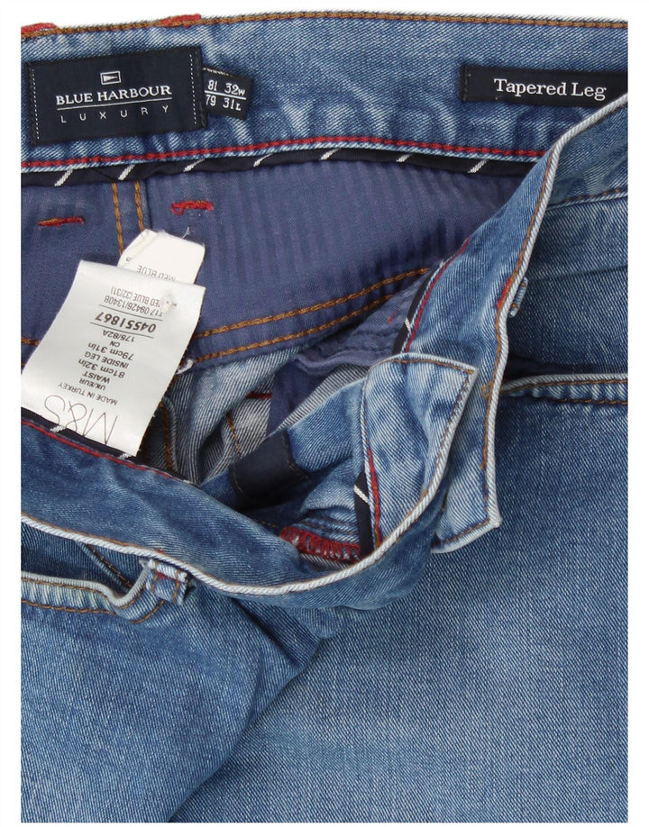 Marks & Spencer Mens Blue Harbour Tapered Jeans W32 L31 Blue Cotton